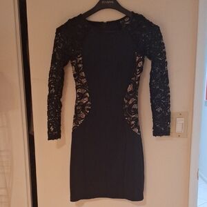 BCX Black Lace Sleeve Mini Dress